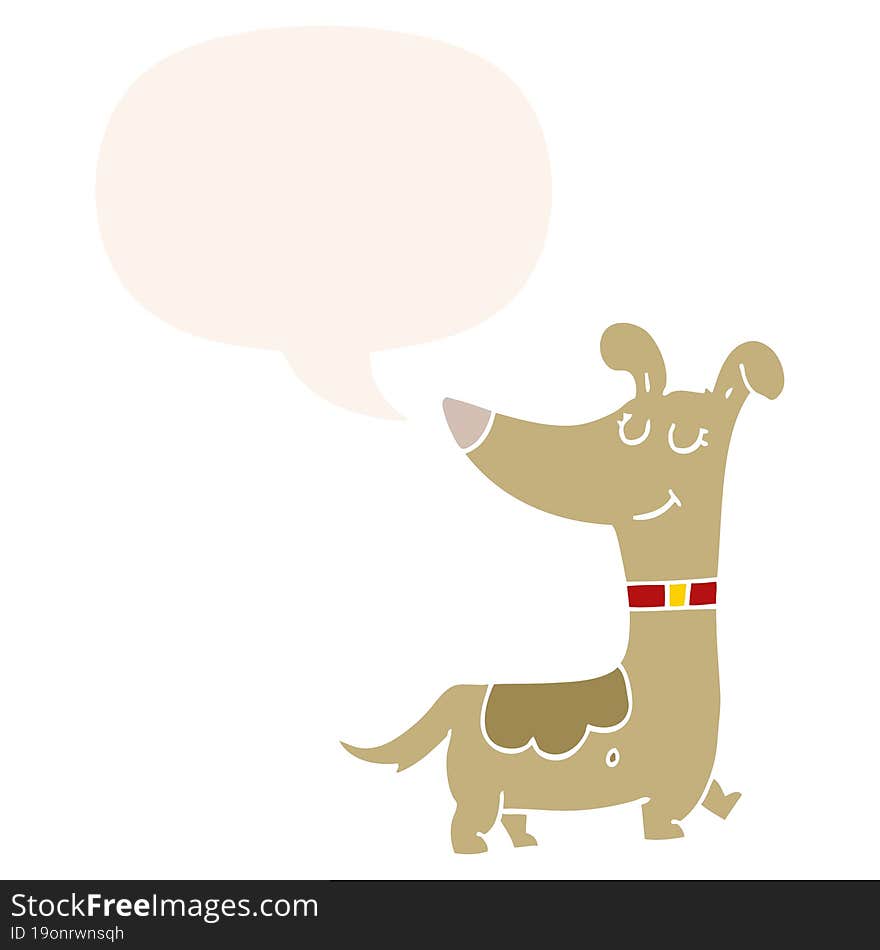 cartoon dog and speech bubble in retro style