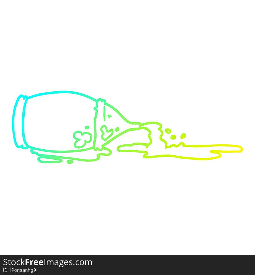 cold gradient line drawing cartoon spilled ketchup bottle