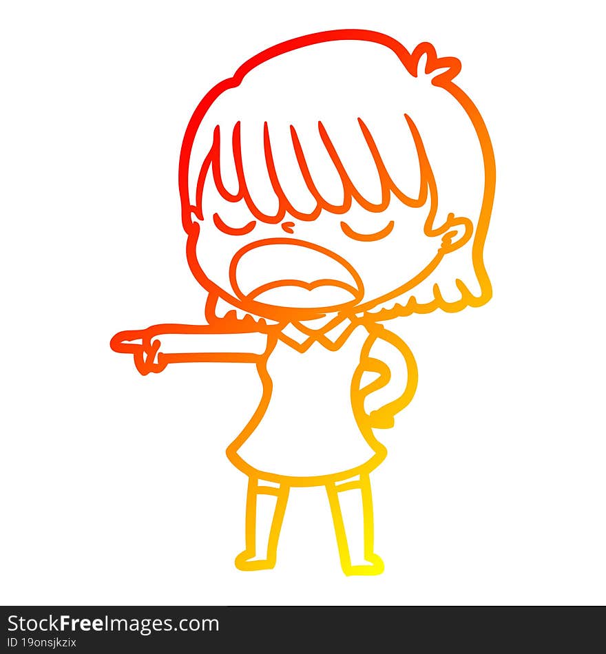 warm gradient line drawing cartoon woman talking loudly