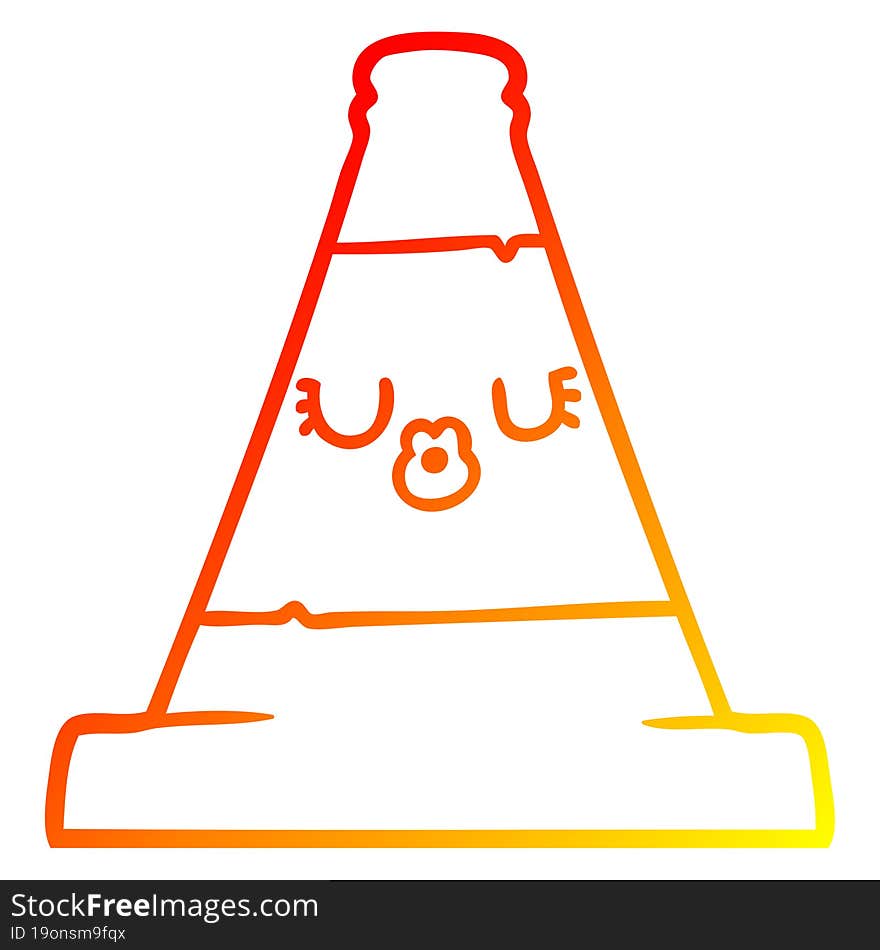 warm gradient line drawing cartoon road traffic cone