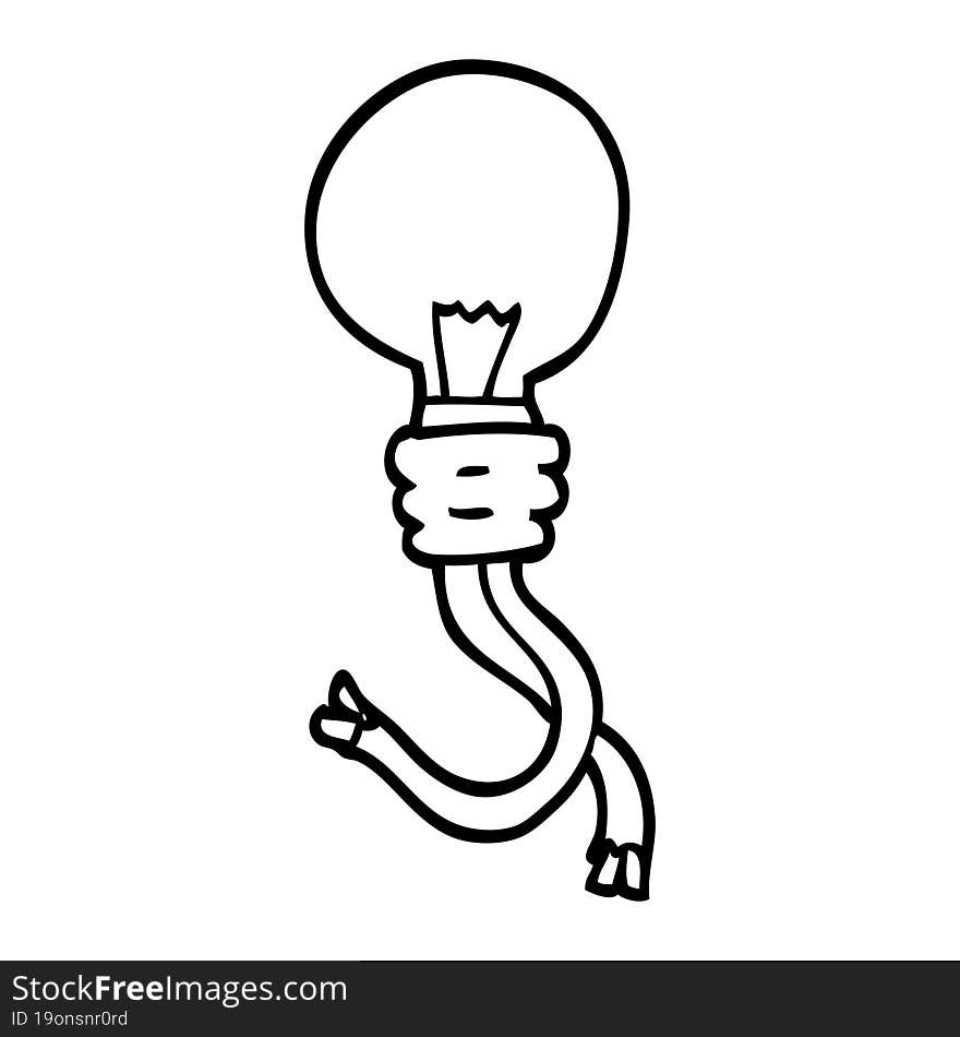 line drawing cartoon glowing light bulb