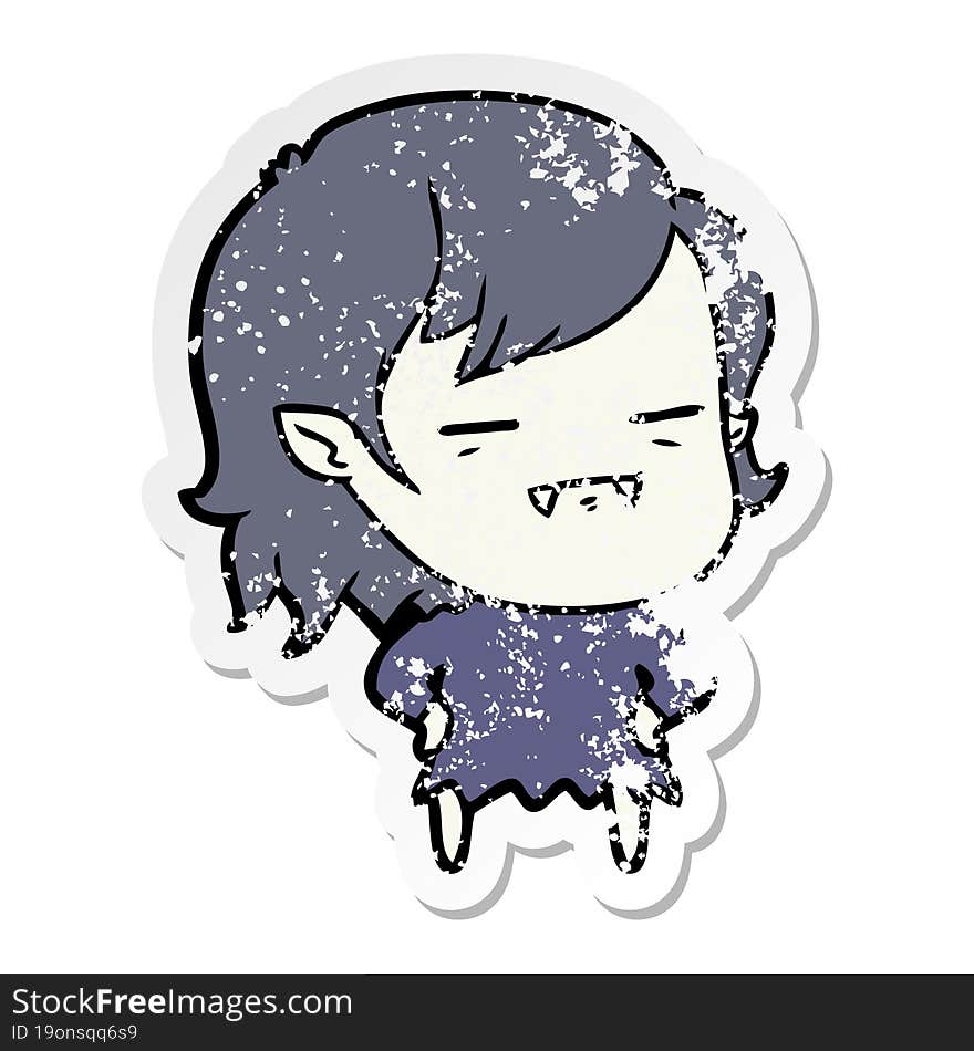 distressed sticker of a cartoon undead vampire girl