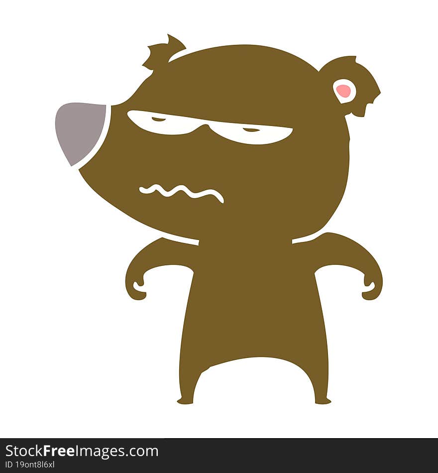 annoyed bear flat color style cartoon