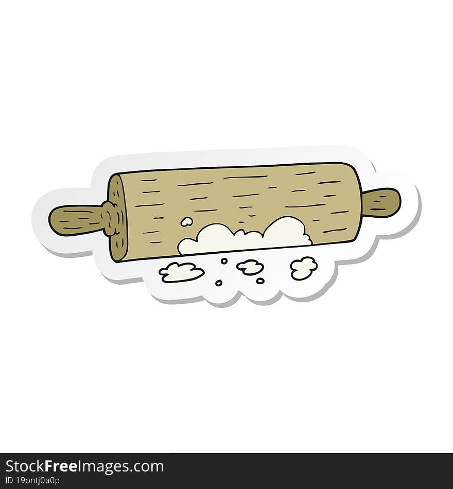 sticker of a cartoon rolling pin