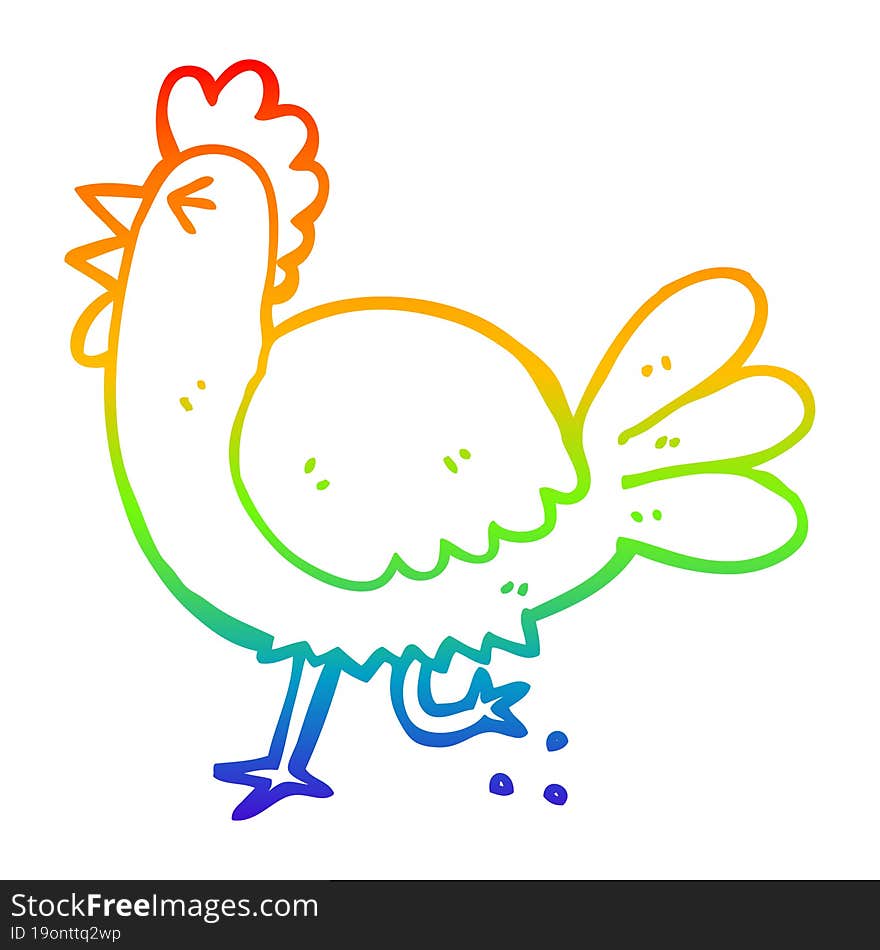 rainbow gradient line drawing cartoon rooster