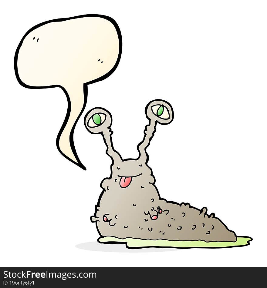 cartoon gross slug with speech bubble