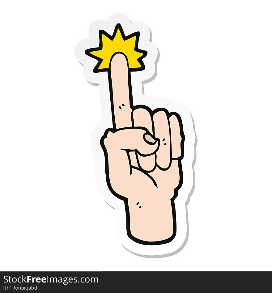 sticker of a cartoon pointing finger