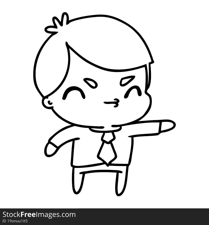 line drawing illustration of a kawaii cute boy. line drawing illustration of a kawaii cute boy