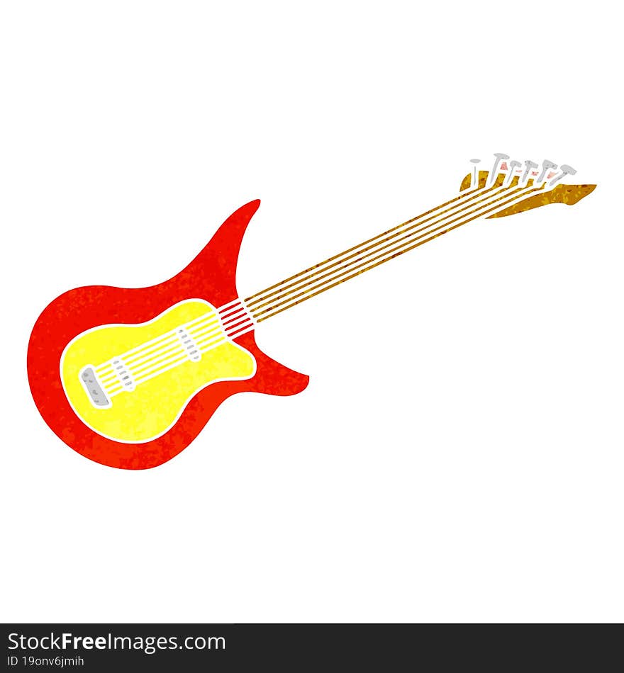 Retro Cartoon Doodle Of A Guitar