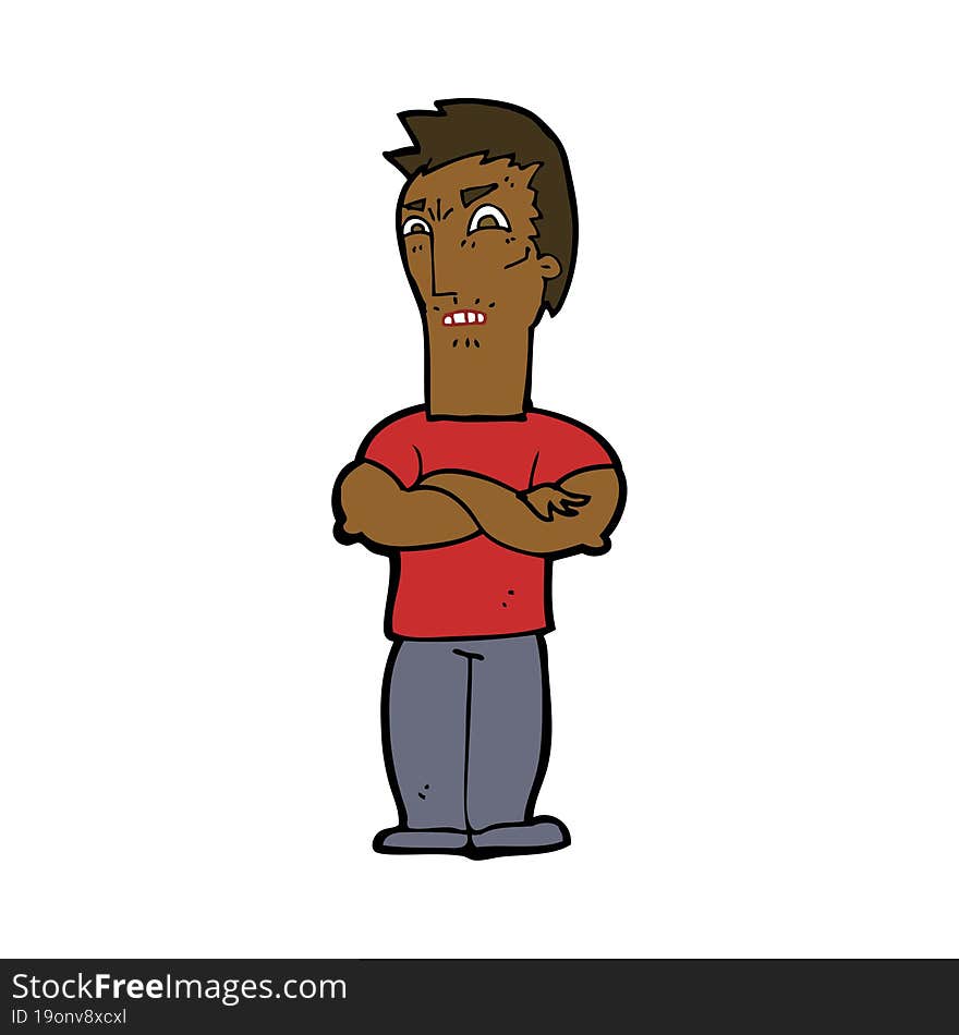 cartoon annoyed man with folded arms