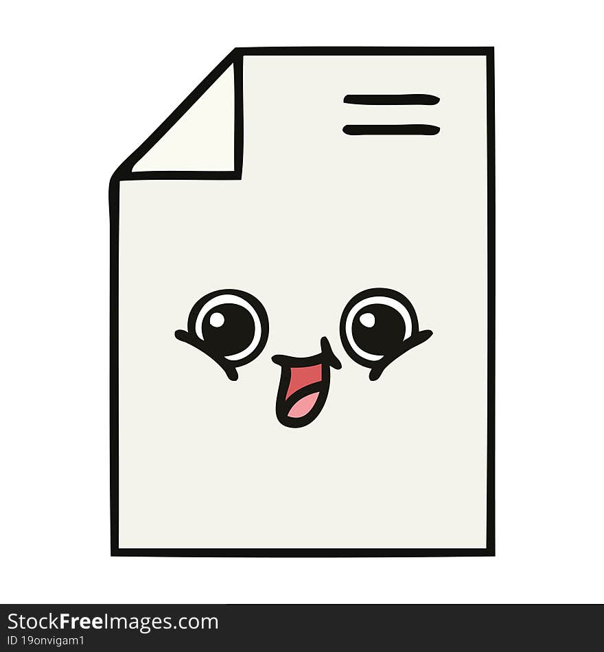 cute cartoon of a sheet of paper. cute cartoon of a sheet of paper