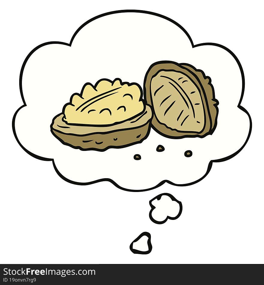 cartoon walnuts and thought bubble