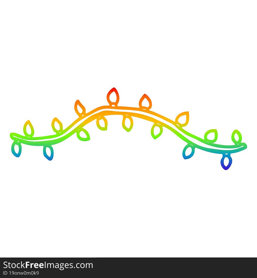 rainbow gradient line drawing cartoon christmas lights