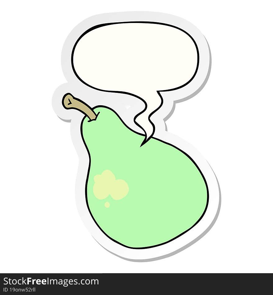 Cartoon Pear And Speech Bubble Sticker