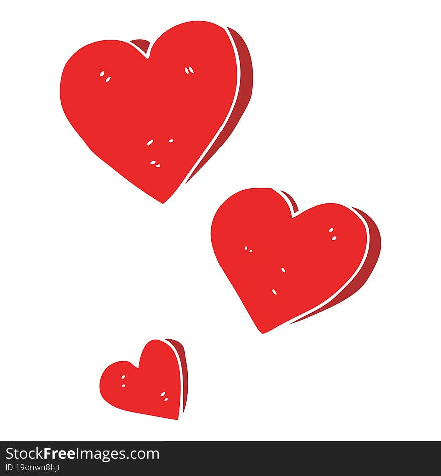 Flat Color Illustration Of A Cartoon Hearts