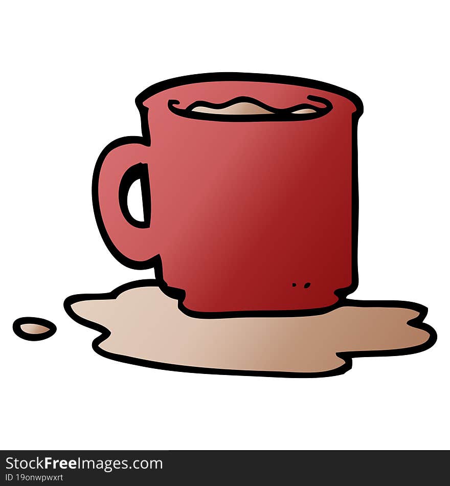 Cartoon Doodle Of Spilt Mug Of Tea