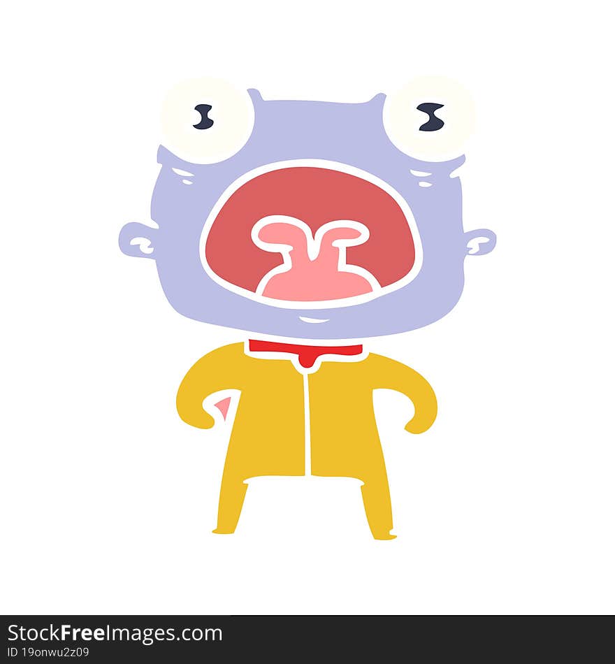 flat color style cartoon weird alien shouting