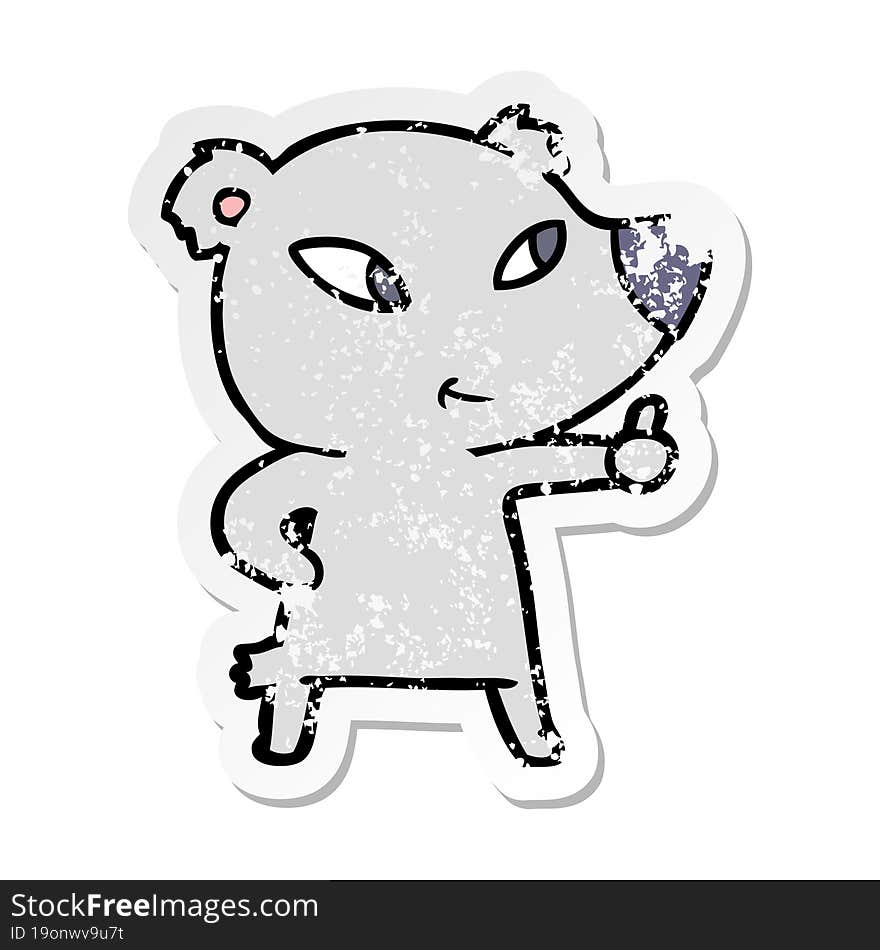 distressed sticker of a cute cartoon bear