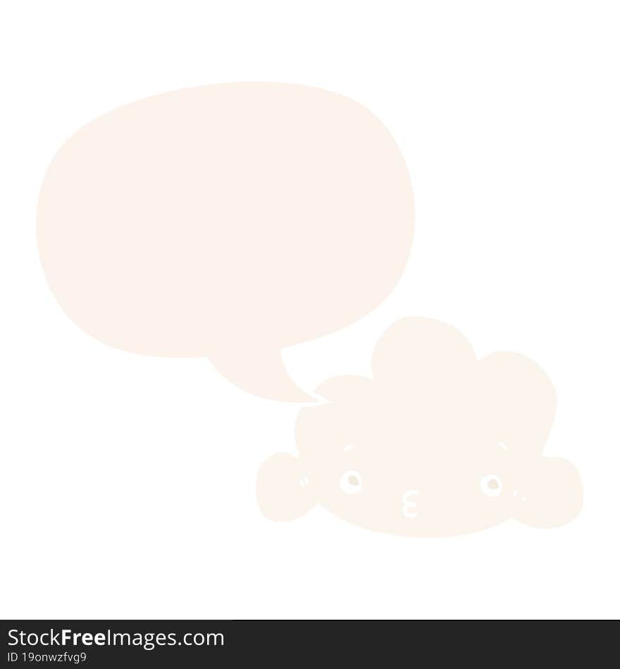 Cute Cartoon Cloud And Speech Bubble In Retro Style