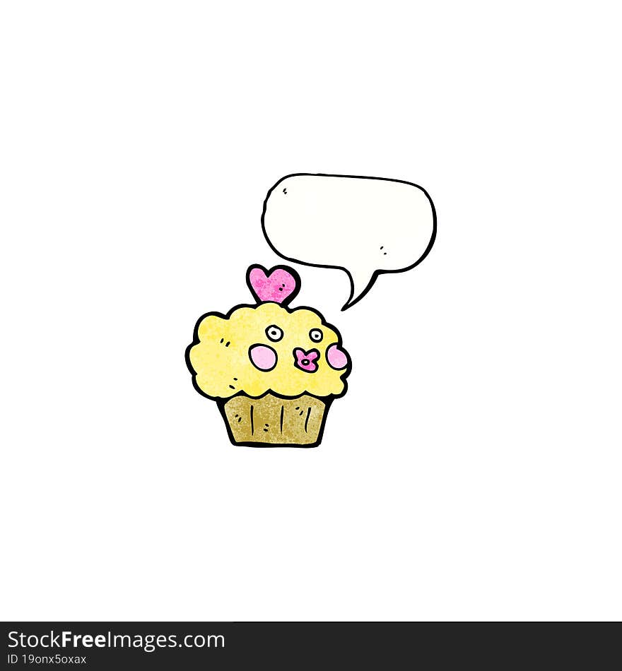 cartoon cupcake with speech bubble