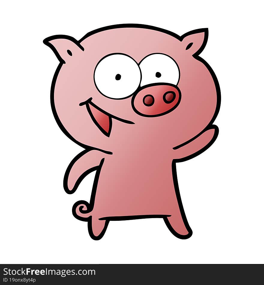 cheerful pig cartoon. cheerful pig cartoon