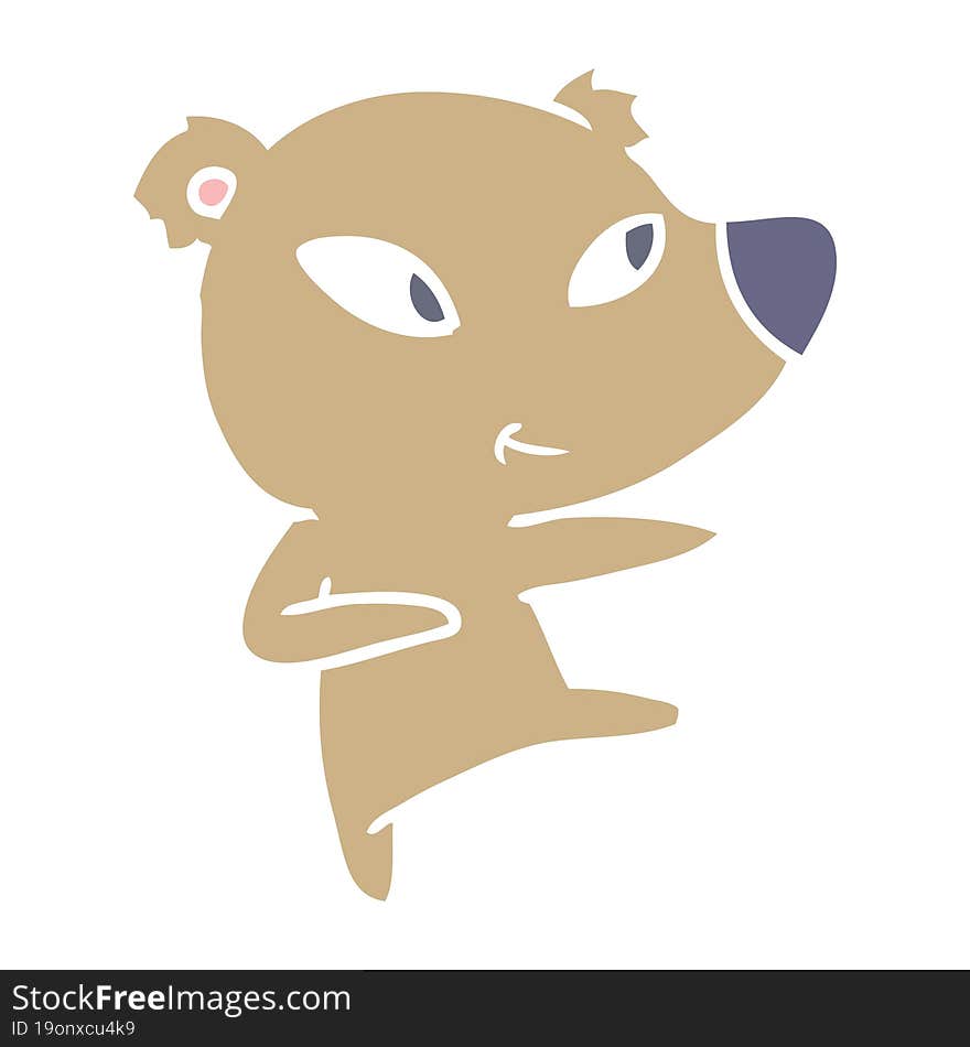 Cute Flat Color Style Cartoon Bear