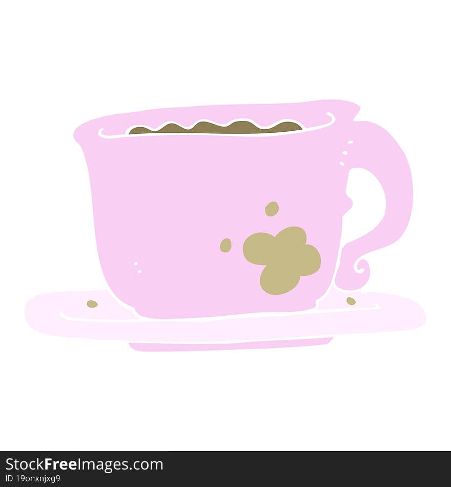 flat color illustration of a cartoon cup of coffee