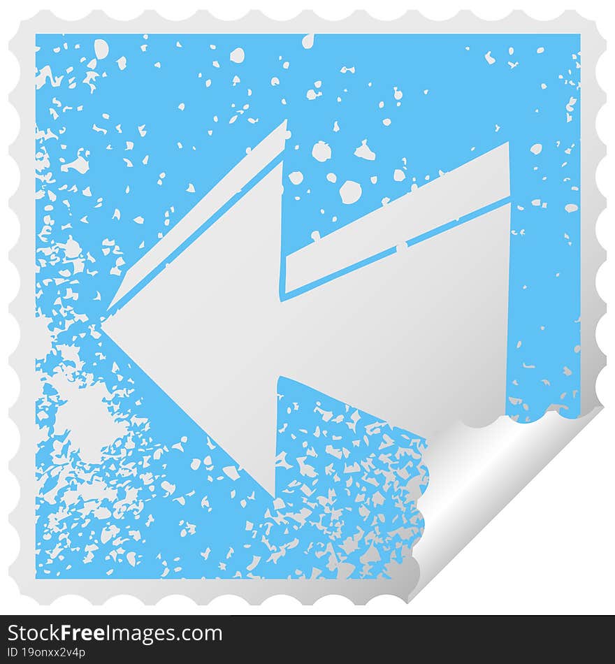 quirky distressed square peeling sticker symbol arrow