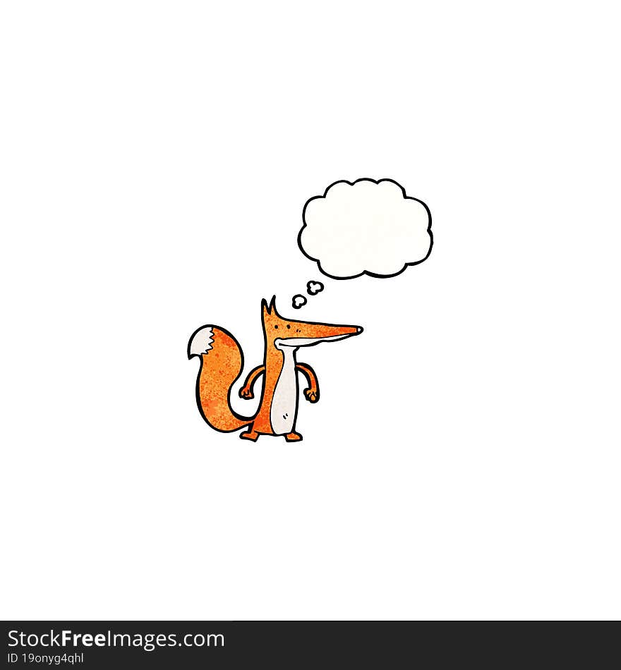 cartoon fox with thought bubble