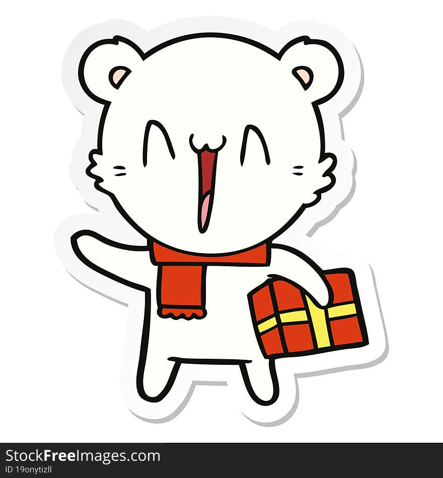 sticker of a happy polar bear cartoon