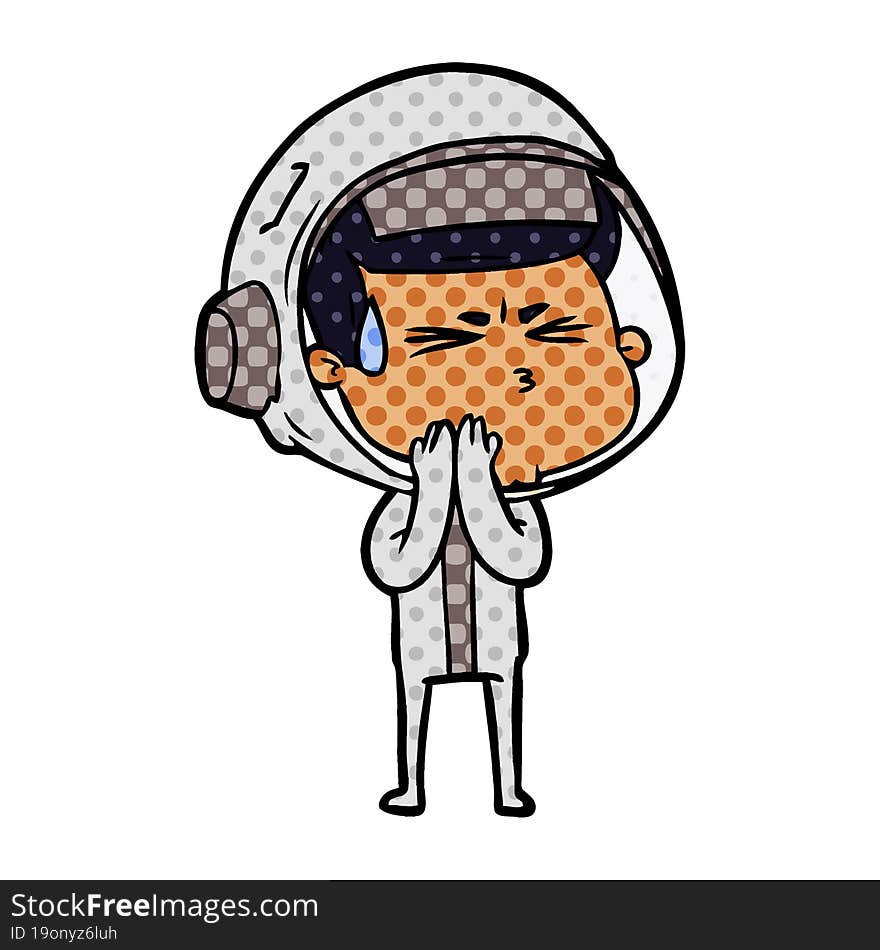 cartoon stressed astronaut. cartoon stressed astronaut