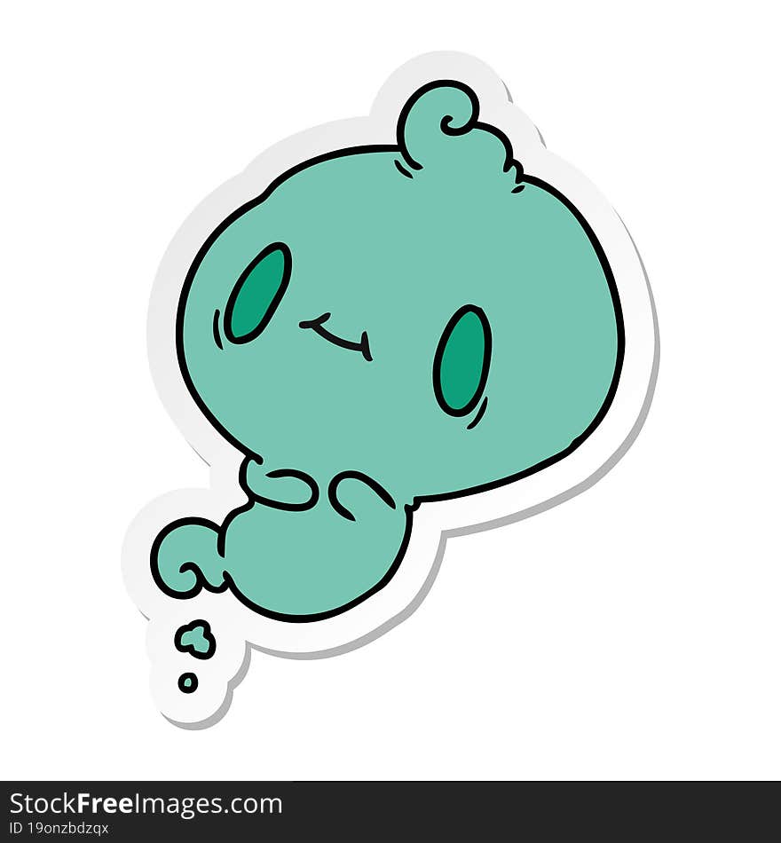 sticker cartoon illustration of a kawaii cute ghost. sticker cartoon illustration of a kawaii cute ghost