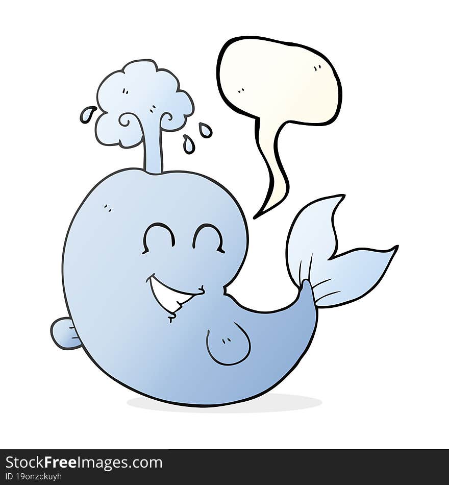 freehand drawn speech bubble cartoon whale spouting water