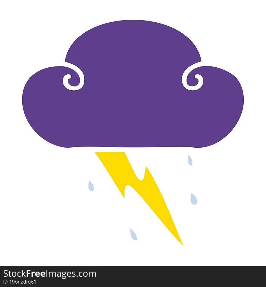 Quirky Hand Drawn Cartoon Thunder Cloud