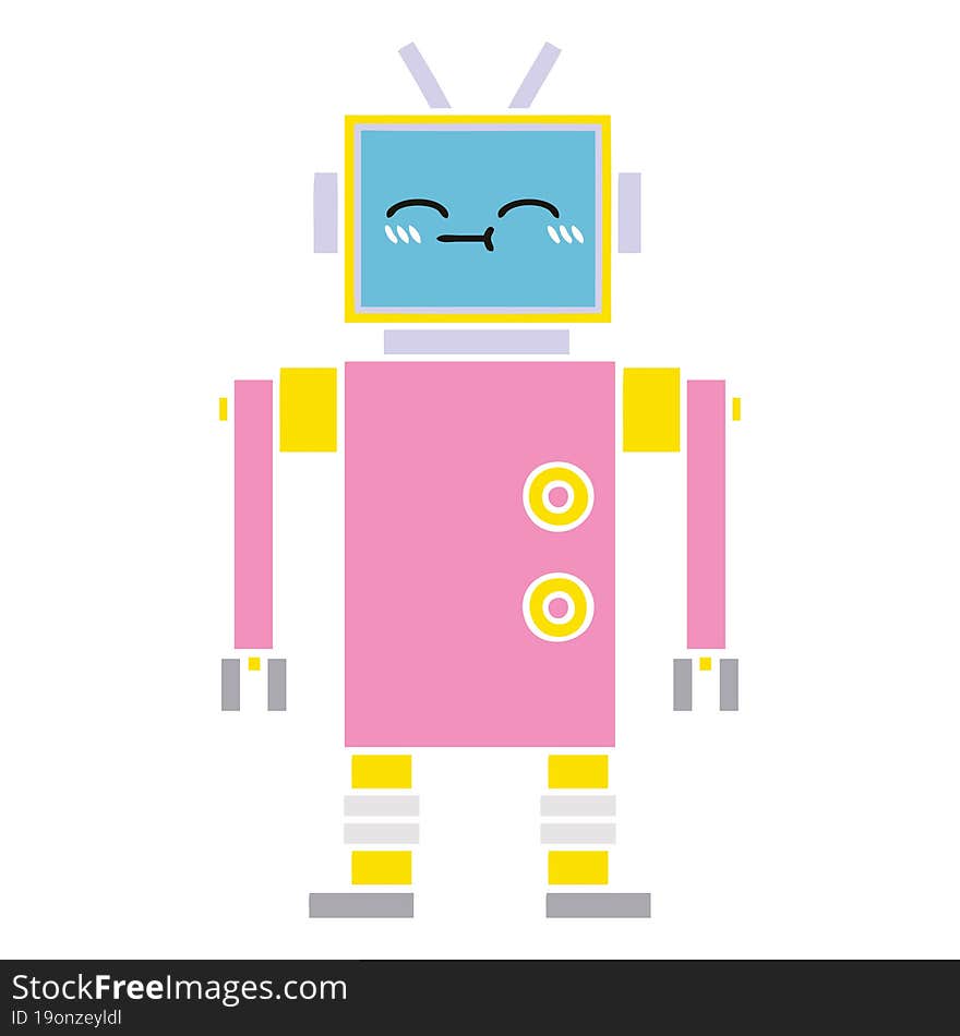 Flat Color Retro Cartoon Robot