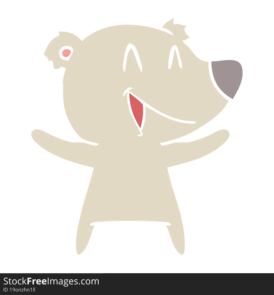 laughing bear flat color style cartoon