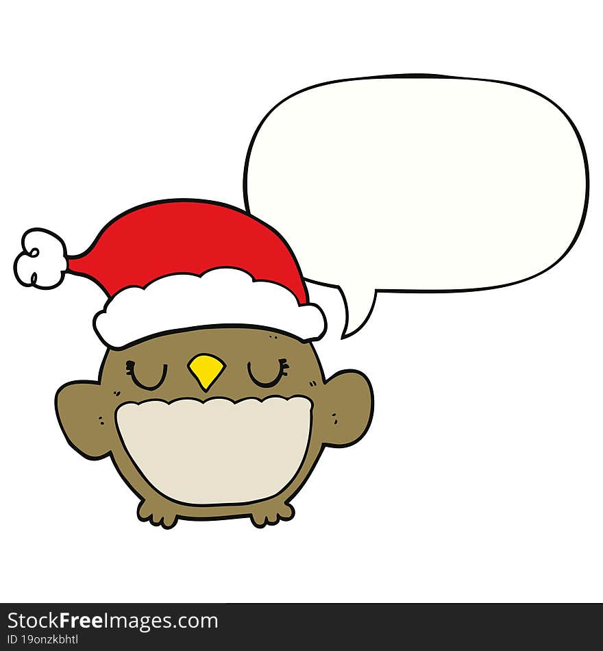 cute christmas owl and speech bubble