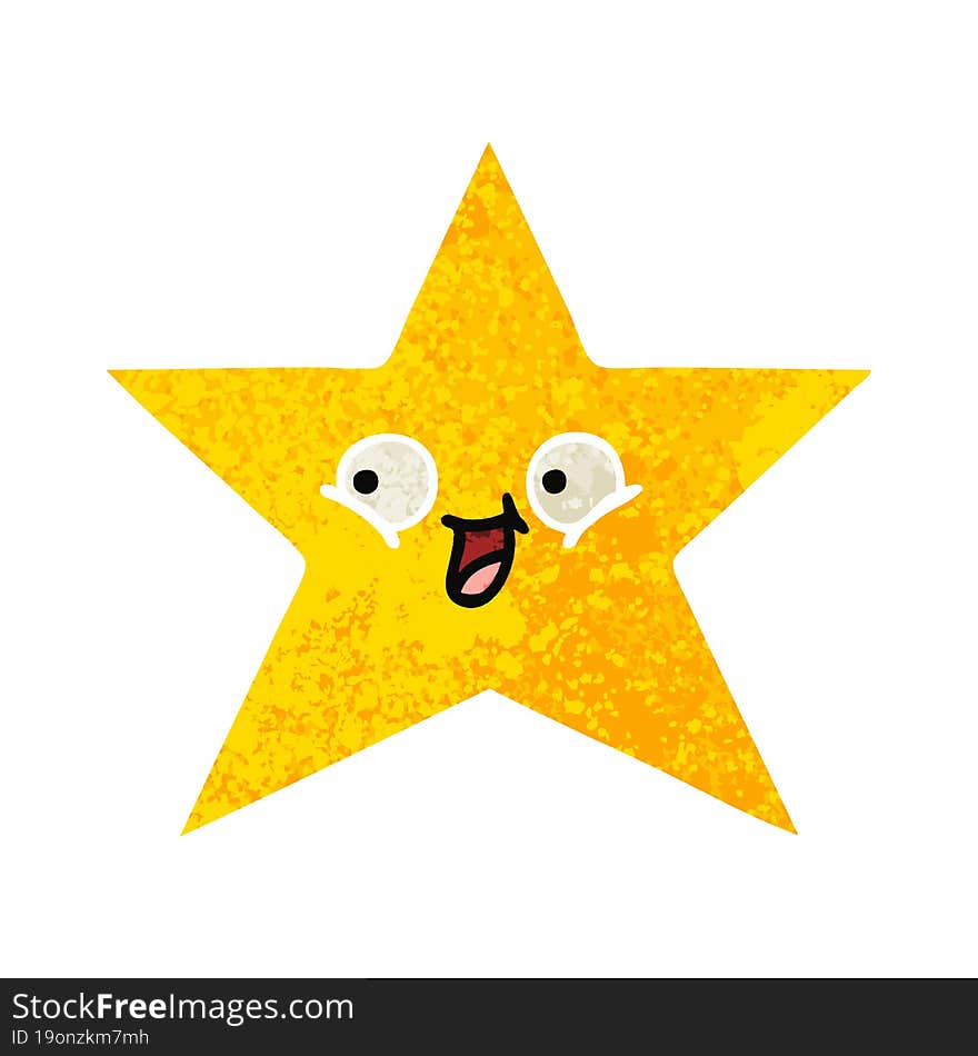 retro illustration style cartoon gold star