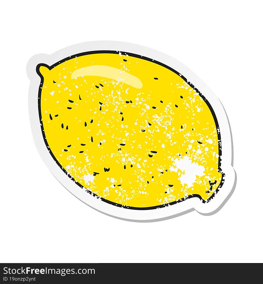 retro distressed sticker of a cartoon lemon