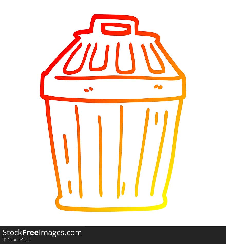 warm gradient line drawing of a cartoon waste bin