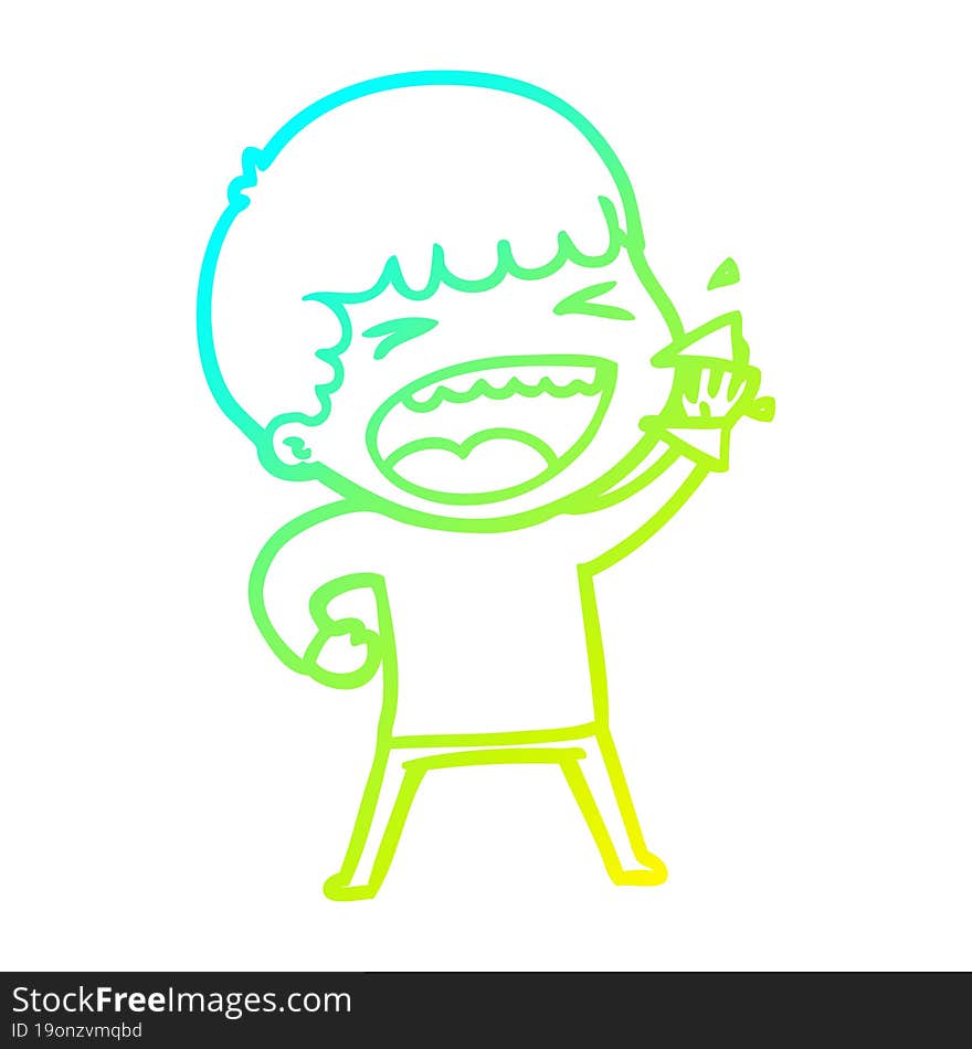 Cold Gradient Line Drawing Cartoon Laughing Man