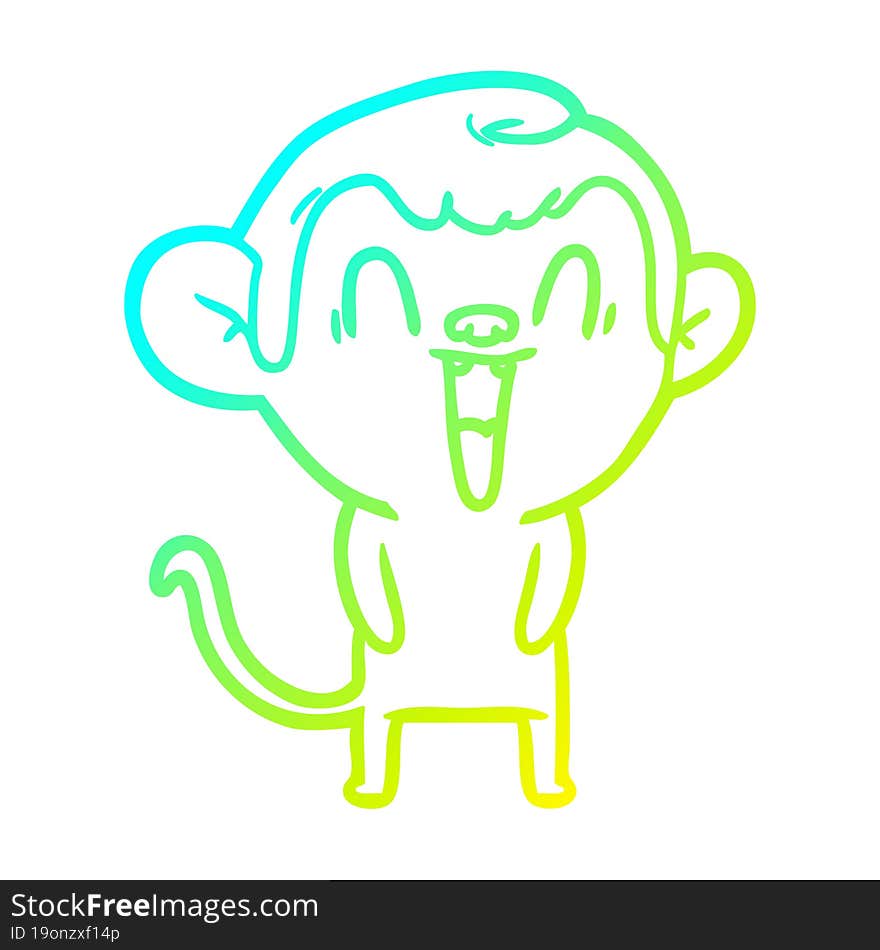 cold gradient line drawing cartoon laughing monkey