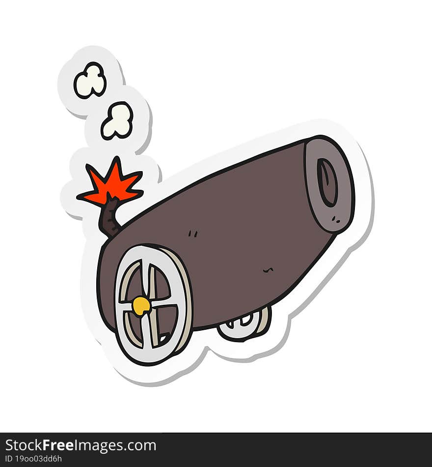 sticker of a cartoon cannon