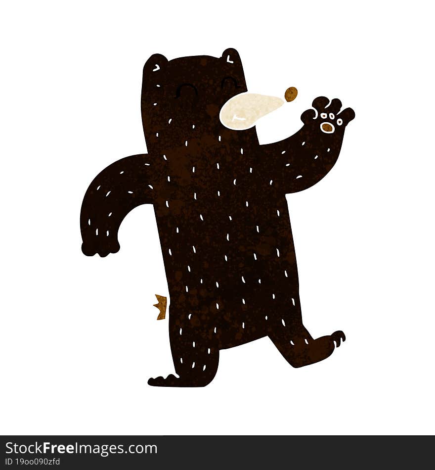 cartoon waving black bear