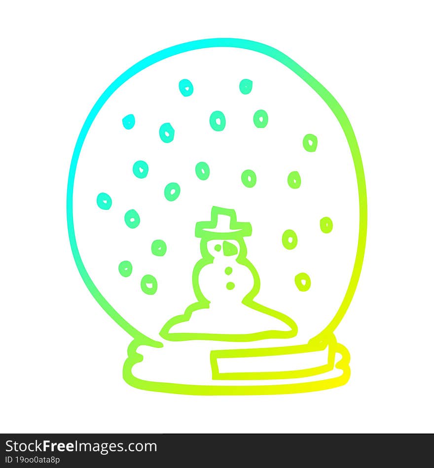 cold gradient line drawing cartoon snowglobe