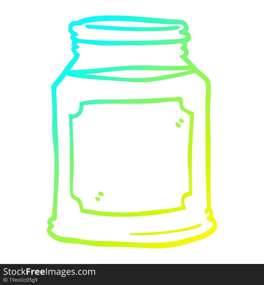 cold gradient line drawing cartoon candle in jar