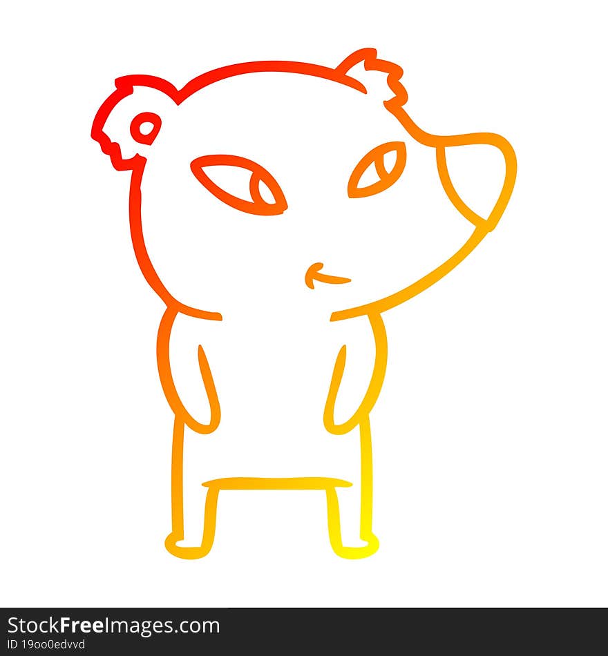 warm gradient line drawing of a cute cartoon bear