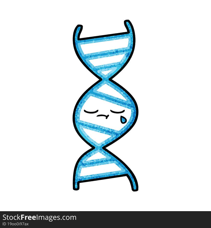 Retro Grunge Texture Cartoon DNA Strand