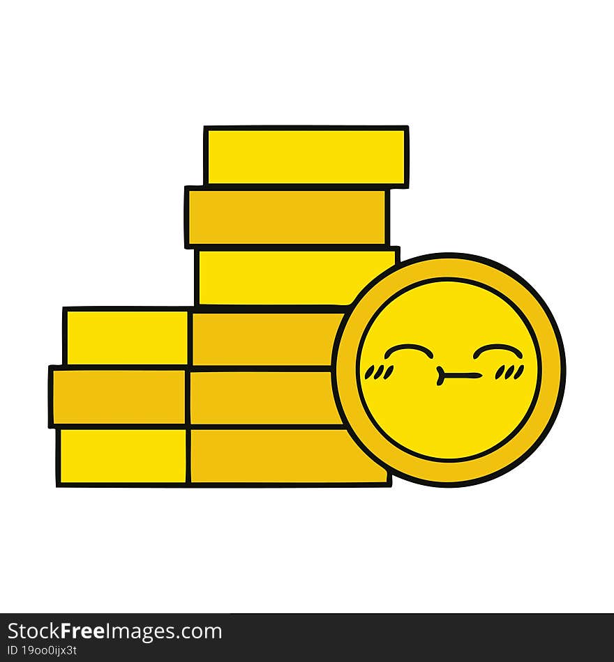 cute cartoon of a coins. cute cartoon of a coins