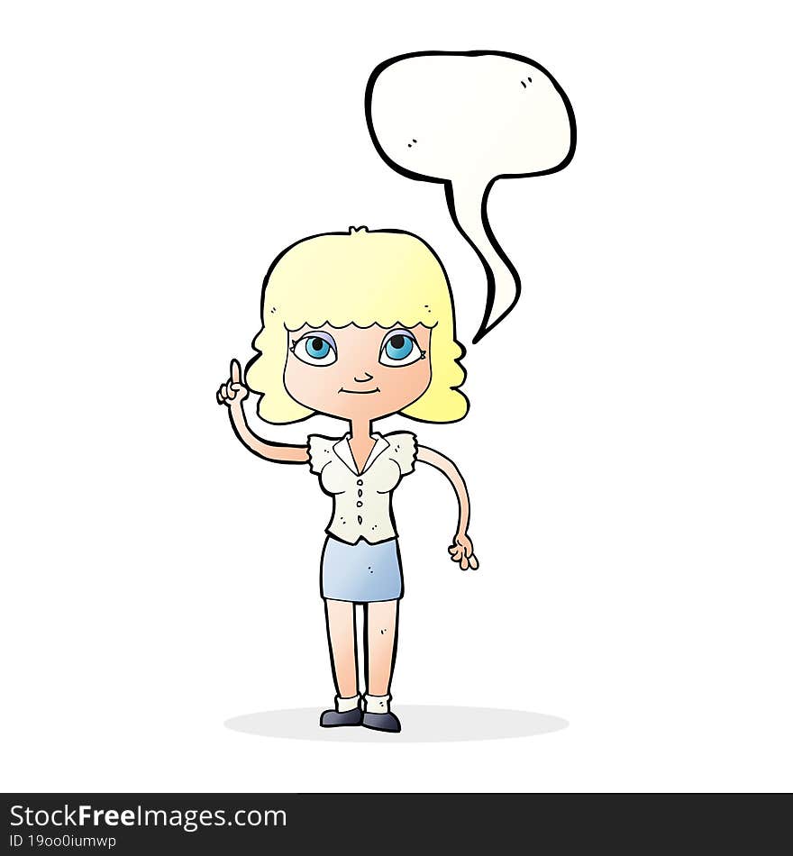 Cartoon Woman With Idea With Speech Bubble